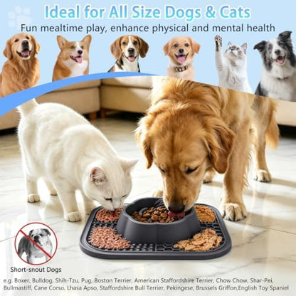 Slow Feeder Dog Bowls and Lick Mat for Dogs, Non-Slip Dog Bowl for Wet and Dry Food with Suction Cups for Slow Feeding & Anxiety Relief for Small to Large Dogs and Cats Gray - Image 4