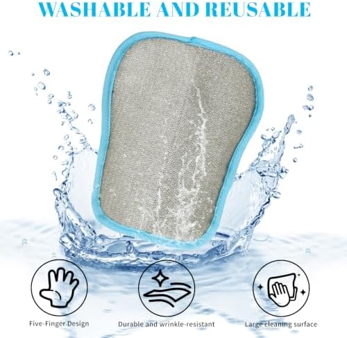 Pet Hair Removal Gloves, Blue, Adjustable Strap, Static Hair Remover for Clothing, Sofa, Car Seat, Reusable - Image 4