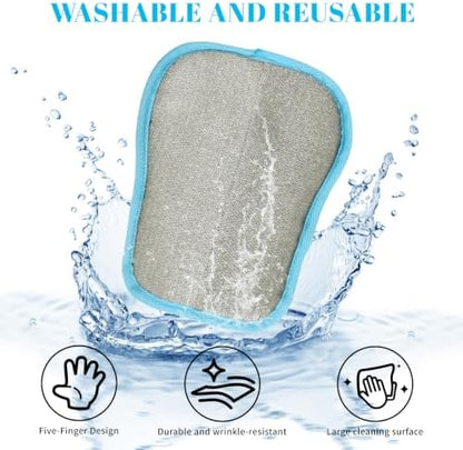 Pet Hair Removal Gloves, Blue, Adjustable Strap, Static Hair Remover for Clothing, Sofa, Car Seat, Reusable - Image 4