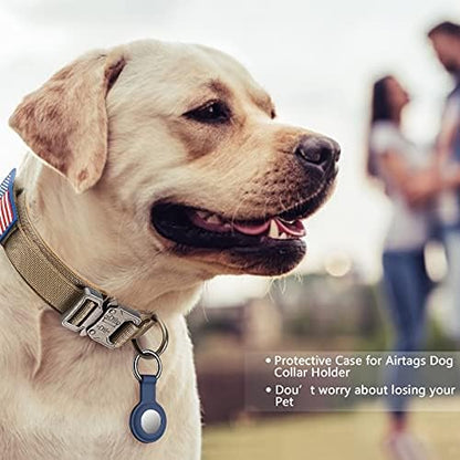 DAGANXI Tactical Dog Collar Leash Set, Adjustable Military Training Nylon Dog Collar with Controll Handle and Heavy Metal Buckle for Medium and Large Dogs，with Patches and Airtags Case (L, Brown-Set) - Image 2