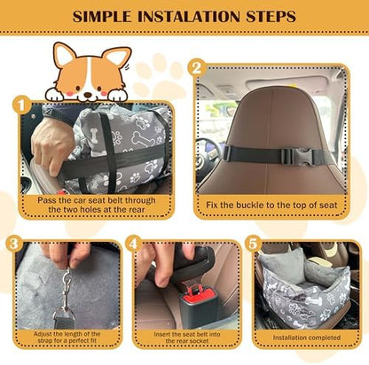 Dog Car Seats for Small Medium Sized Dogs Carseat for Car Funny Fuzzy Pet Dog Booster Car Seat Puppy Under 32 Lbs with Soft Plush Cushion&Washable Removable Cover - Image 5