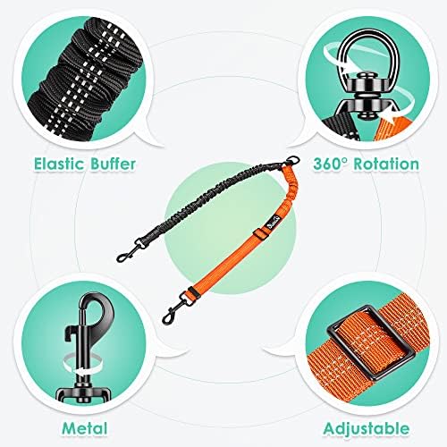 AUTOWT Two Dog Lead, 2 in 1 Upgraded Double Dog Leash Attachment Combine Adjustable Strap and Shock Absorbing Bungee No Tangle Dual Training Splitter for Different Size Dogs - Image 5