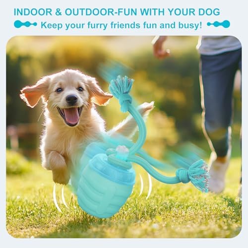 Interactive Dog Toy, [Newly Upgraded] Motion Activated Rolling Squeaky Ball for Medium/Large Dogs, Automatic Moving Dogs Ball for Boredom, USB Rechargeable(Cyan) - Image 2