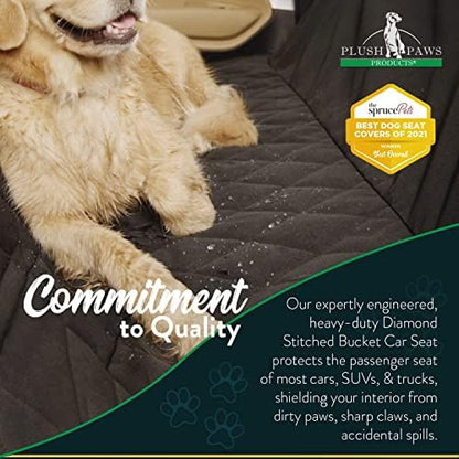 Plush Paws Products Premium Bucket Car Seat Protector | Diamond Stitching | Washable & Waterproof Front Seat Dog Cover Car, Truck, & SUV | Nonslip, Tear Resistant Pet Passenger Seat Cover | Black - Image 5