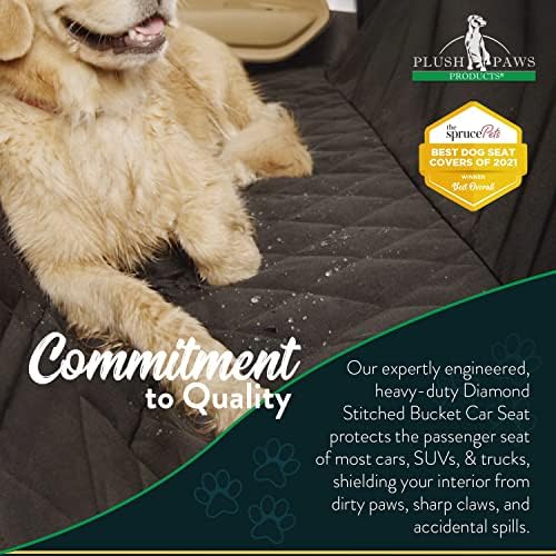 Plush Paws Products Premium Bucket Car Seat Protector | Diamond Stitching | Washable & Waterproof Front Seat Dog Cover Car, Truck, & SUV | Nonslip, Tear Resistant Pet Passenger Seat Cover | Tan - Image 5