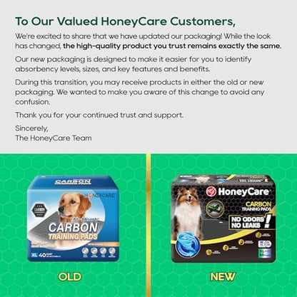 HONEY CARE All-Absorb Puppy Training Pads Dog Potty Pads Absorb Eliminating Urine Odor, Jumbo-Size Charcoal Puppy Pee Pad (Carbon, XL 28x34 inch, 40ct) - Image 2