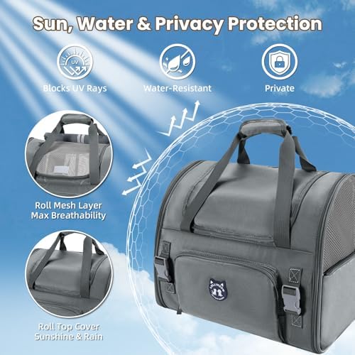 Lollimeow Expandable Cat Carrier Backpack for Large Cats - Airline Approved Pet Carrier Backpack for Small Dogs, Hiking & Travel, Waterproof with Breathable Mesh, 14lbs Capacity (Dark Grey, Standard) - Image 4