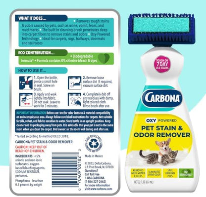Carbona 2-in-1 Oxy-Powered Pet Stain & Odor Remover (22 Fl Oz, 1 Pack), Carpet Spot Cleaner Removes Urine Odor, Lifts Mud & Vomit Stains, Prevents Resoiling - Image 7