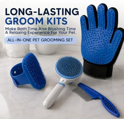 NVNAN 5-Piece Dog Grooming Brush Set with Grooming Gloves - Image 2