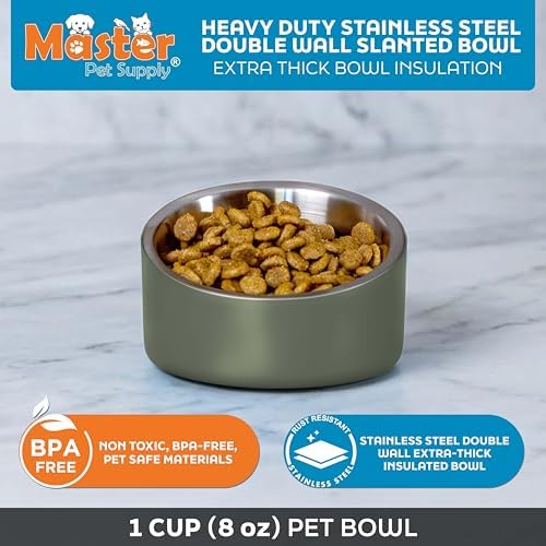 Master Pet Supply Stainless Steel Slanted Dog Cat Food Bowl 8 oz Camo - Image 3