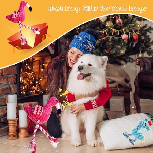 MRSOHRET 2 Pack Plush Dog Toys with Rope, Squeaky Dog Toys, Tug of War Dog Interactive Toy, Durable Dog Chew Toys for Large Dogs & Puppies - Image 7