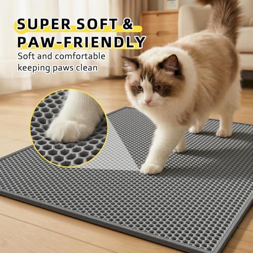 Cat Litter Mat, 30"x24", Waterproof, Easy to Clean (Grey-2Pack) - Image 4