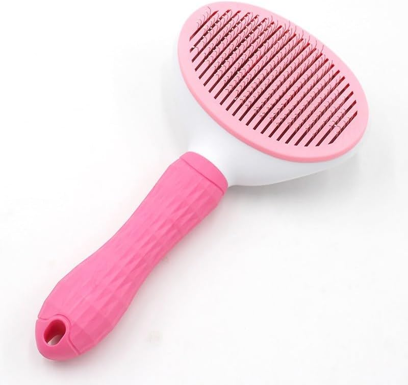Self-Cleaning Pet Grooming Brush – Stainless Steel Slicker Brush for Dogs, Cats, Rabbits & Small Pets – Ideal for Shedding, Tangles, and Mats – Perfect for Short & Long Hair Breeds by (Pink) by LORO+ESSENTIALS