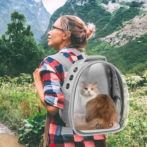 Cat Carrier Backpack, Pet Carrier Backpack Front Pack for Small Medium Cat Puppy Dog Carrier Backpack Bag Space Capsule, Airline-Approved Pet Carrier for Travel Hiking Walking Camping (Grey) - Image 7
