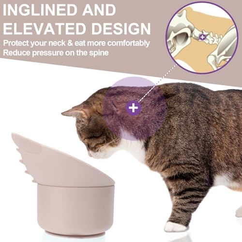 Silicone Cat Slow Feeder, Elevated Slow Feeder Bowl Tilt Design, Suitable for Dry and Wet Food, Adjustable Angle, Cat Food Puzzle with Suction Cup(Pink) - Image 4