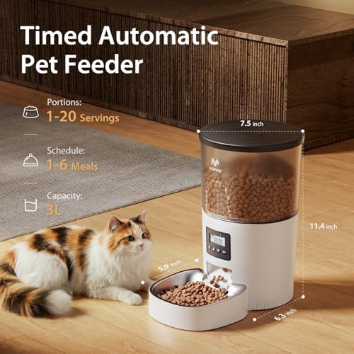 IMIPAW Automatic Cat Feeder, 3L Timed Pet Dry Food Dispenser with Clog-Free Design, Auto Feeder for Cats, 1-6 Meals Per Day, Desiccant Bags, with Stainless Steel - Image 6
