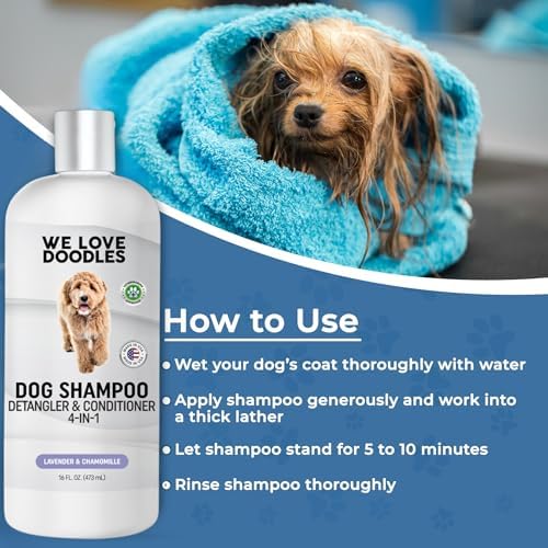 Dog Shampoo, Conditioner & Detangler, Hypoallergenic Tearless Lavender 16OZ - Image 4