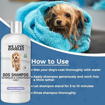 Dog Shampoo, Conditioner & Detangler, Hypoallergenic Tearless Lavender 16OZ - Image 4