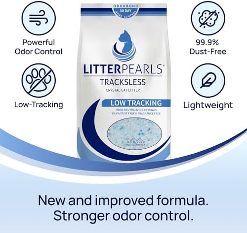 Litter Pearls Tracksless Unscented Non-Clumping Crystal Cat Litter with Odorbond, 7 lb, White, Clear and Blue Crystals - Image 2