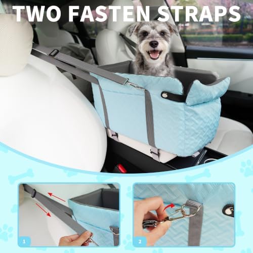 Center Console Dog Car Seat for Small Dogs Under 15 lbs, Blue - Image 2
