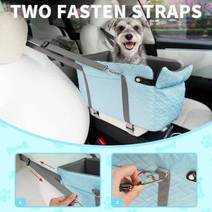 Center Console Dog Car Seat for Small Dogs Under 15 lbs, Blue - Image 2