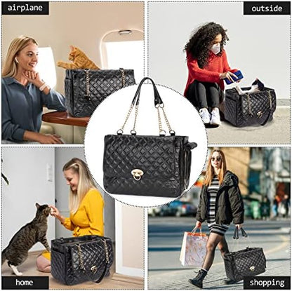 Fashion Pet Carrier Dogs Cat Small Animals Purse Bag, Leather Pet Carriers Dog Puppy Kitten Tote Travel Handbag TSA Airline-Approved - Image 7