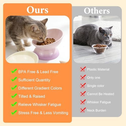 Elevated Cat Food Bowl 4 Pack 5 Oz Ceramic Raised Tilted Water Dishes, 15° Tilt Anti Vomiting, Protect Pets' Spines Bowls for Small Dog, Fat Faced Cat, Kitten - Image 5