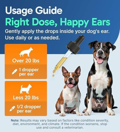 Dog Ear Cleaner Drops with 1% Hydrocortisone, Natural Infection Treatment for Dogs and Cats, Yeast Infection and Itchy Ear Relief, 2 fl oz - Image 4