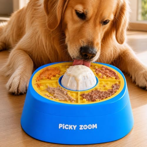 Interactive Slow Feeder Dog Bowl with Rolling Lick Ball for Liquid Treats by Unknown