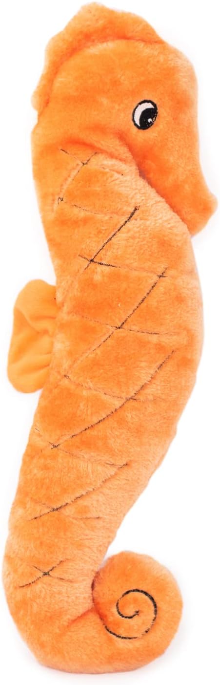 ZippyPaws Jigglerz - Dog Squeaky Toys to Keep Them Busy, Funny Animal Plush for Small, Medium, & Large Dogs, Cute Stuffed Puppy Toy, Pet Product, Gift for All Breeds, Interactive Squeaker - Seahorse