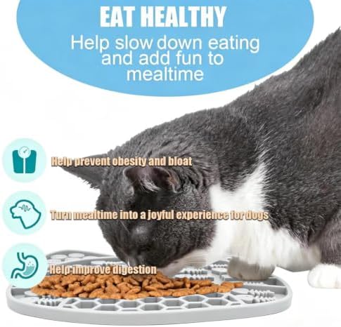 Lick Mat for Dogs and Cats, Anxiety Relief Licking Pad, Boredom Reducer, Snuffle Mat, Keeps Pets Busy, Perfect for Bathing and Grooming, 1 Pack (1Pack Light Grey) - Image 5