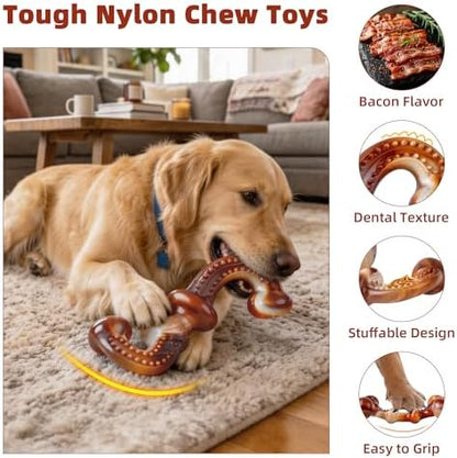 Dog Chew Toys for Aggressive Chewers, 3-Pack Tough Nylon - Image 2