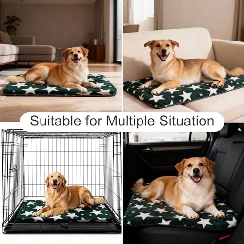 Dog Crate Pad Washable Cat Dog Pet Bed for Crate kennel Large Mat 36inGreen - Image 4