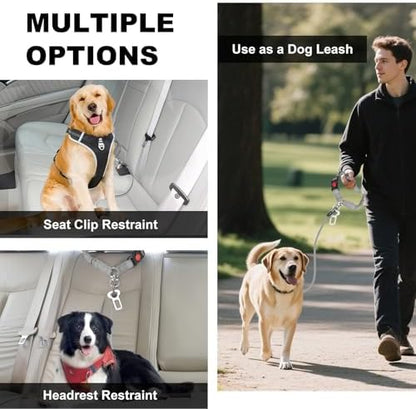 Dog Seat Belt for Car,Chew Proof Dog Car Seat Belt,2 in 1 Car Harness for Dogs Safety Seat Belt,Heavy Duty Pet Seat Belt for Medium & Large Dogs Chewer - Image 5