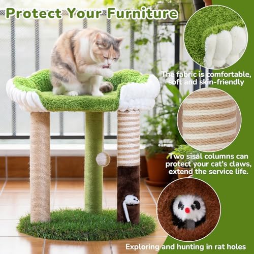 Woochpet Cat Scratching Post with Cat Bed,Cat Scratcher Tree,Small Cat Tree - Image 3
