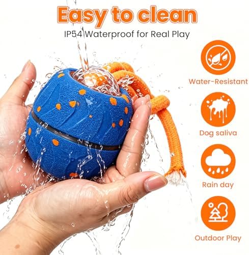 Interactive Dog Toy Ball, Automatic Bouncing Rotating, Realistic Dog Barking Sounds, E‑TPU, IP54, Rechargeable, for Small/Medium/Large Dogs, Indoor/Outdoor（Light Blue） - Image 3