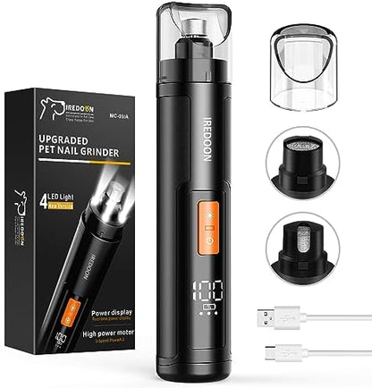 IREDOON Dog Nail Grinder with 4 LED Lights, 3 Speeds Super Quiet for Pets by IREDOON