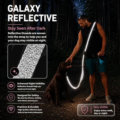 Hands Free Dog Leash,Galaxy Reflective, Crossbody Dog Leash,Pink - Image 4