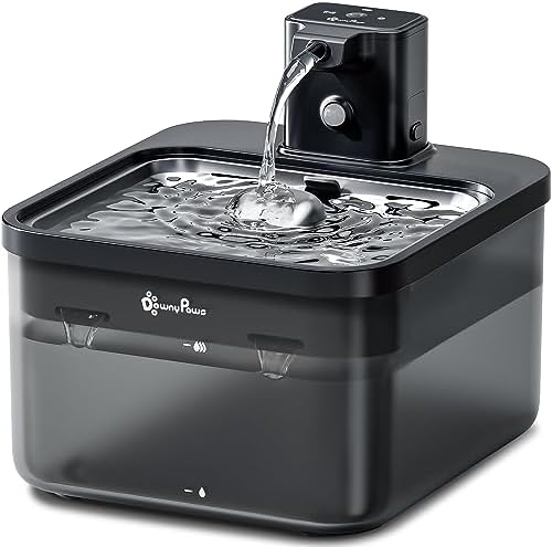 DownyPaws Cat Water Fountain Cordless, Pet Fountain, 84oz/2.5L, Black Pro by DownyPaws