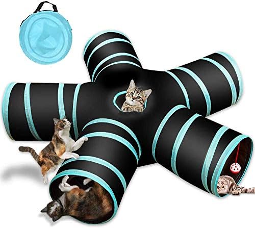 Cat Tunnel Toy 5 Way, Collapsible Cat Playhouse Pet Play Tunnel Tube with Storage Bag for Cats, Puppy, Rabbits, Ferret, Guinea Pig, Indoor and Outdoor Use by YAMI