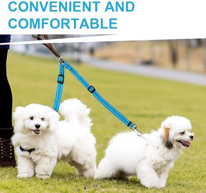 MingXpet Double Dog Leash for Two Dogs, No Pull Dog Leash, 360° Swivel No Tangle for Small Dogs Walking & Training, Shock Absorbing Reflective Bungee, Blue - Image 7