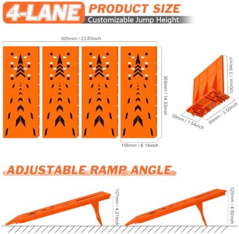 RC Jump Ramp Jumping Stunt, 4PCS Detachable RC Training Takeoff Board Ramp Track for 1/12 1/14 1/16 1/18 1/24 Scale RC Car Monster Truck Buggy Off-Road Racing Games - Image 6