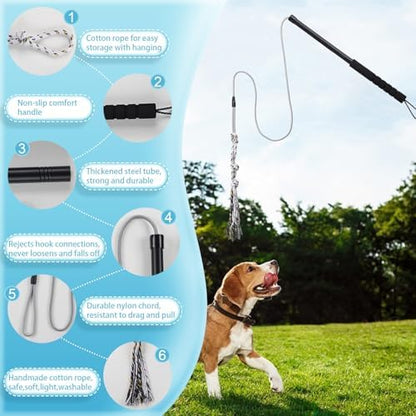 Flirt Pole for Small Medium Dogs,Interactive Chase and Tug of War Outdoor Dog Toys,Heavy Duty Dog Teaser Wand Chase Toys with Rope,Durable Flirt Stick Pole for Dogs Outside Agility Exercise & Training - Image 2