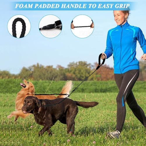 Dog Double Leashes,4-Dog Rope Bungee Four Leash - Tangle-Free Design with Padded Handle, 360° Swivel Control & Removable Feature for Walking Multiple Dogs - Image 4