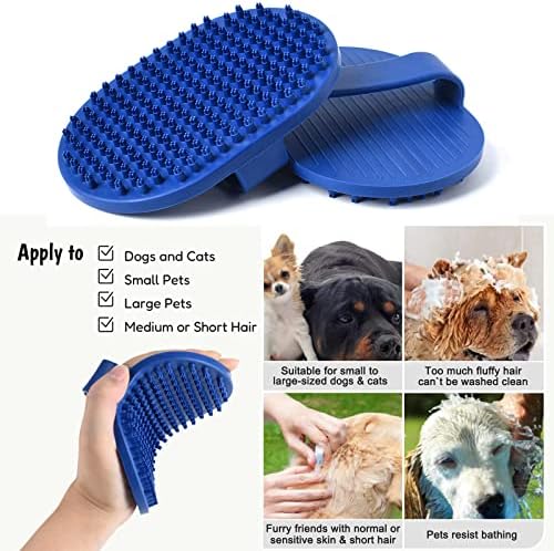 Dog Grooming Brush, Dog Shampoo Bath Brush Shedding Soothing Massage Rubber Comb for Long Short Haired Dogs and Cats 2pcs - Image 7