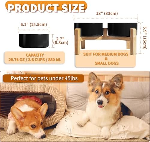 Elevated Ceramic Dog Bowl, 3.6 Cups Dog Food and Water Bowl Set with Stand - Image 2