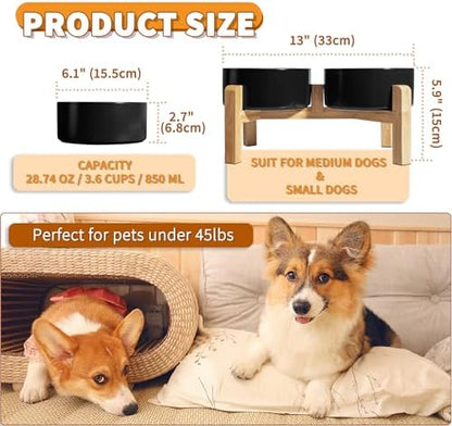 Elevated Ceramic Dog Bowl, 3.6 Cups Dog Food and Water Bowl Set with Stand - Image 2