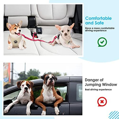 SlowTon Double Dog Seat Belt for Car with Elastic Bungee Buffer, Adjustable - Image 6