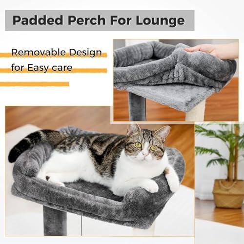 Cat Tree, 19.69" H(50cm) Cat Scratching Post with Cat Bed, Scratching Posts for Indoor Cats with Two Plush Balls Toy, Small Cat Tree for Kittens/Cats Playing and Relaxing - Image 5
