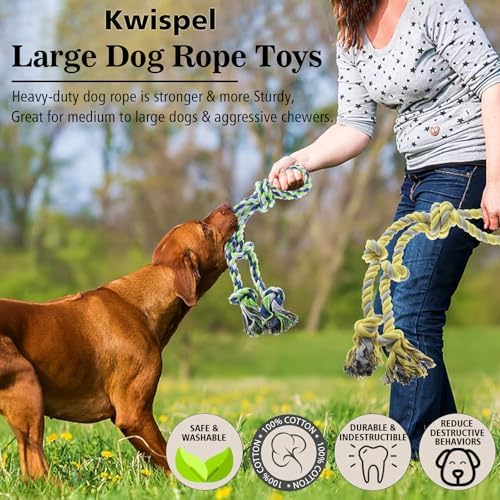 Rope Toy for Dogs，Large Dog Rope Toys for Aggressive Chewers, Heavy Duty Dog Toys for Large Medium Breed, Indestructible Tough Chew Toys Tug of War Dog Toy Cotton Rope for Teeth Cleaning - Image 3